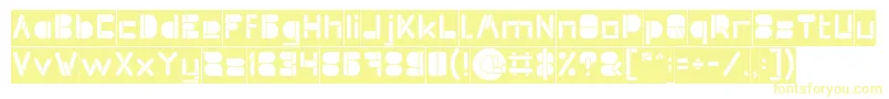 MAXIMUM KILOMETER inside inverse-Schriftart – Gelbe Schriften auf weißem Hintergrund