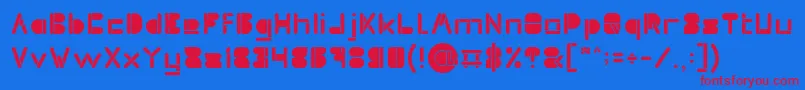 MAXIMUM KILOMETER inside-fontti – punaiset fontit sinisellä taustalla