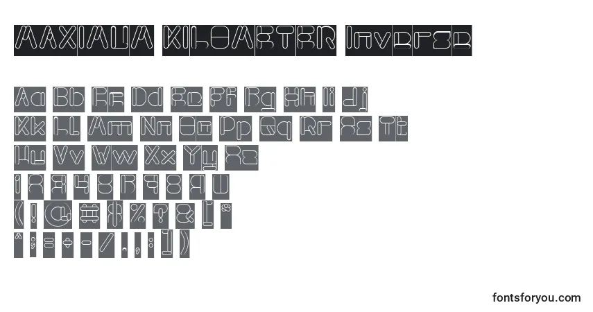 Czcionka MAXIMUM KILOMETER Inverse – alfabet, cyfry, specjalne znaki