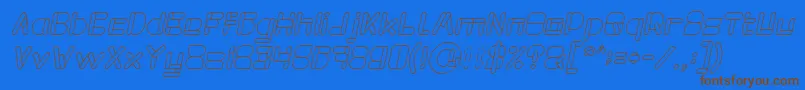 MAXIMUM KILOMETER Italic-Schriftart – Braune Schriften auf blauem Hintergrund