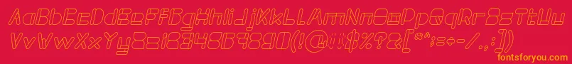 Fonte MAXIMUM KILOMETER Italic – fontes laranjas em um fundo vermelho