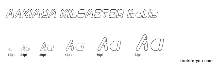 Größen der Schriftart MAXIMUM KILOMETER Italic