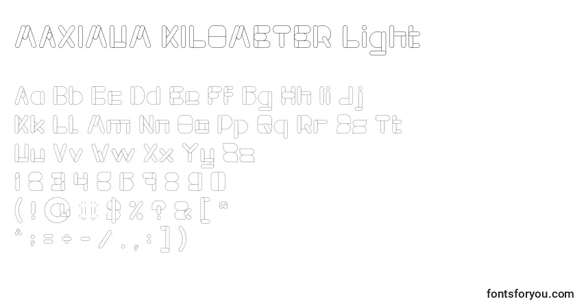 MAXIMUM KILOMETER Light Font – alphabet, numbers, special characters
