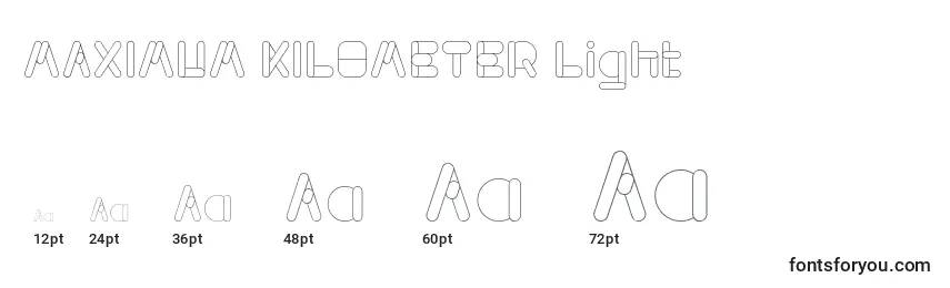 Размеры шрифта MAXIMUM KILOMETER Light