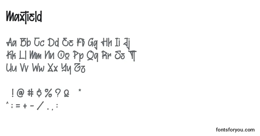 Schriftart Maxtield – Alphabet, Zahlen, spezielle Symbole