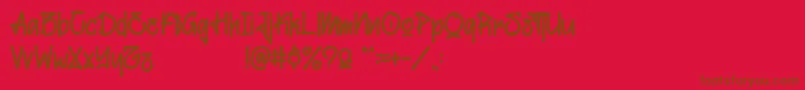 Maxtield-Schriftart – Braune Schriften auf rotem Hintergrund