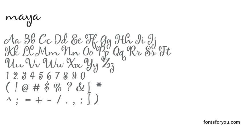 Шрифт Maya (133872) – алфавит, цифры, специальные символы