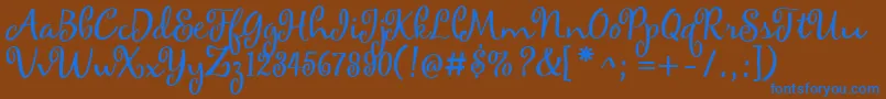 フォントmaya – 茶色の背景に青い文字