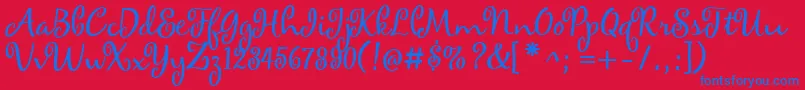 maya Font – Blue Fonts on Red Background