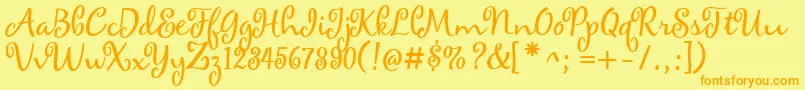 maya Font – Orange Fonts on Yellow Background