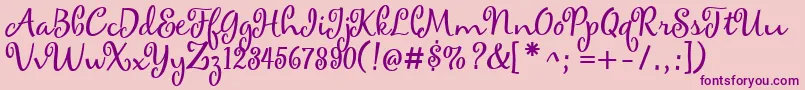 maya Font – Purple Fonts on Pink Background