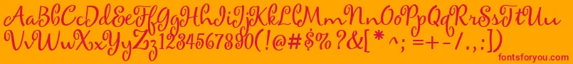 maya Font – Red Fonts on Orange Background