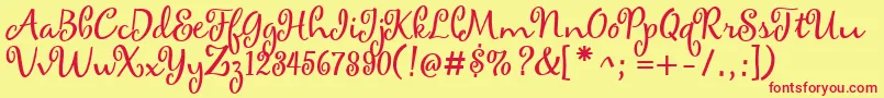 maya-Schriftart – Rote Schriften auf gelbem Hintergrund