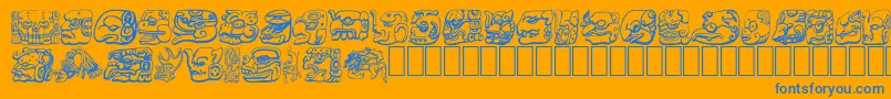 フォントMAYAN – オレンジの背景に青い文字