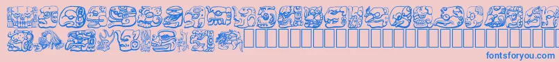 Weitere Informationen zur MAYAN-Schriftart MAYAN-Schriftart – Blaue Schriften auf rosa Hintergrund