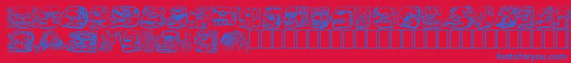 MAYAN-Schriftart – Blaue Schriften auf rotem Hintergrund