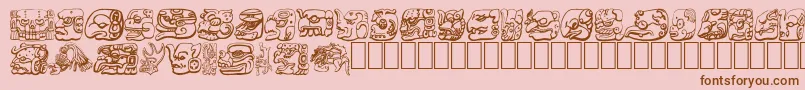 MAYAN-Schriftart – Braune Schriften auf rosa Hintergrund