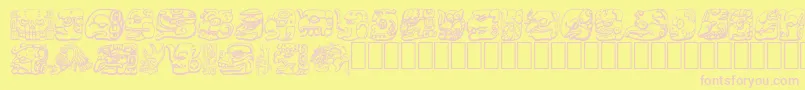 MAYAN Font – Pink Fonts on Yellow Background