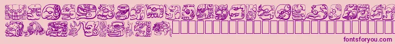 MAYAN-Schriftart – Violette Schriften auf rosa Hintergrund