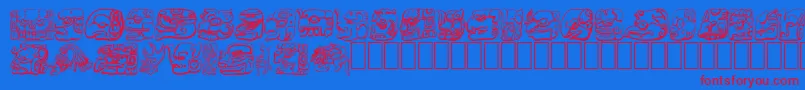 MAYAN-Schriftart – Rote Schriften auf blauem Hintergrund