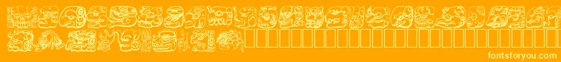 MAYAN Font – Yellow Fonts on Orange Background