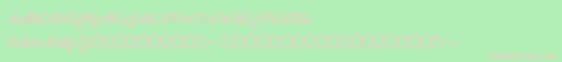 Weitere Informationen zur mayasarilah-Schriftart mayasarilah-Schriftart – Rosa Schriften auf grünem Hintergrund
