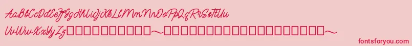 mayasarilah-Schriftart – Rote Schriften auf rosa Hintergrund