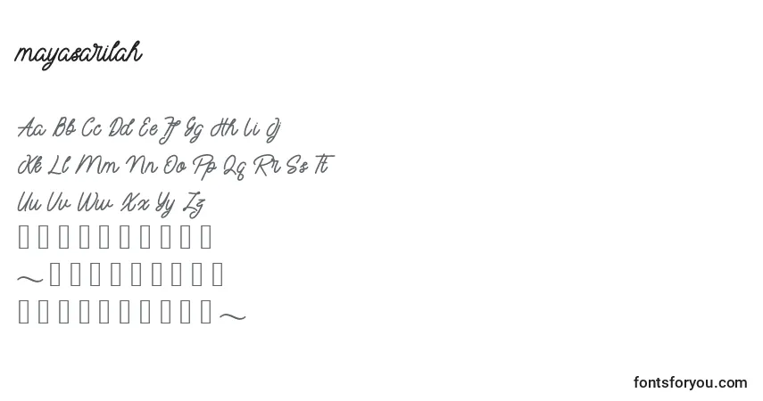 Czcionka Mayasarilah (133877) – alfabet, cyfry, specjalne znaki