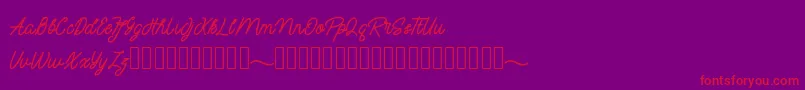 mayasarilah-Schriftart – Rote Schriften auf violettem Hintergrund