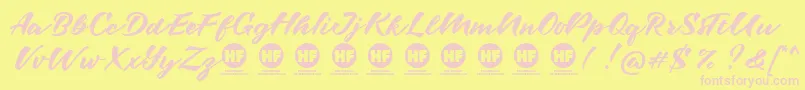 Maybe one Day   PERSONAL USE ONLY Font – Pink Fonts on Yellow Background