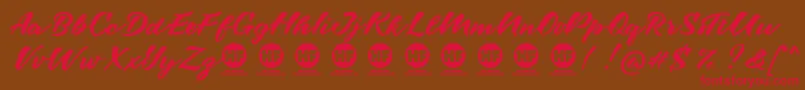 Weitere Informationen zur Maybe one Day PERSONAL USE ONLY-Schriftart Maybe one Day PERSONAL USE ONLY-Schriftart – Rote Schriften auf braunem Hintergrund