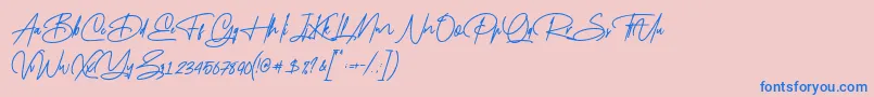 Mayestica-Schriftart – Blaue Schriften auf rosa Hintergrund