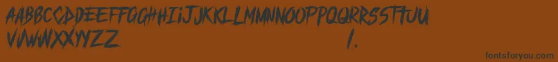 MAYHEND demo-Schriftart – Schwarze Schriften auf braunem Hintergrund