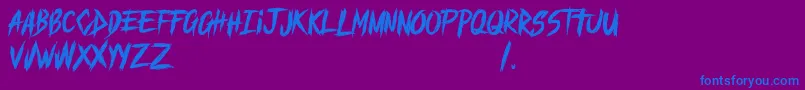 フォントMAYHEND demo – 紫色の背景に青い文字
