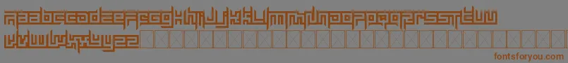 フォントmayon exquisite – 茶色の文字が灰色の背景にあります。