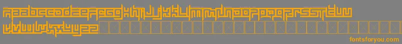 フォントmayon exquisite – オレンジの文字は灰色の背景にあります。