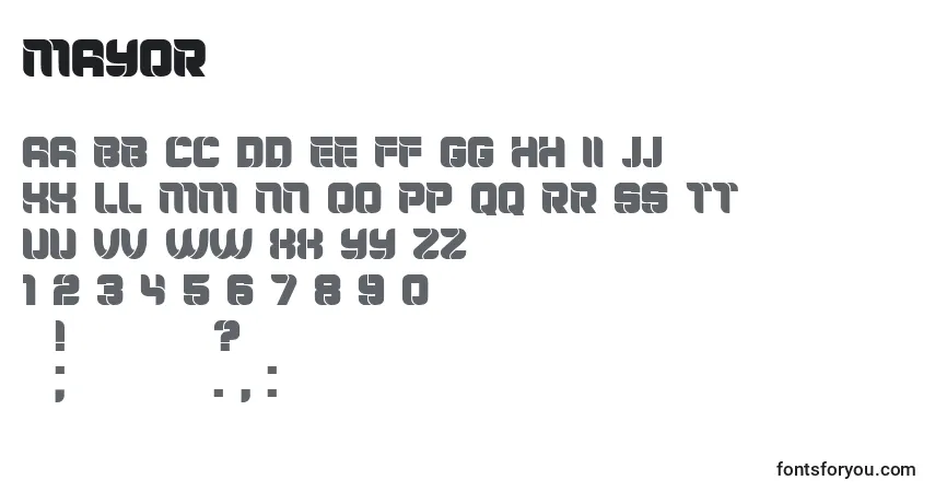 Шрифт Mayor – алфавит, цифры, специальные символы