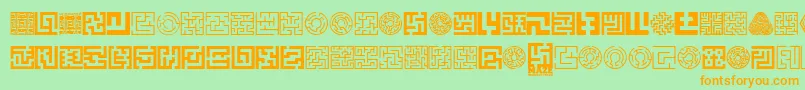Maze-Schriftart – Orangefarbene Schriften auf grünem Hintergrund