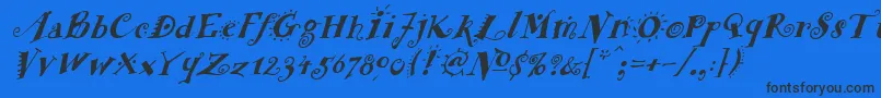 FunstuffxitalicBold Font – Black Fonts on Blue Background
