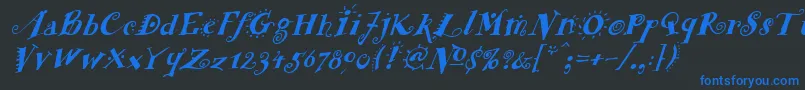 FunstuffxitalicBold Font – Blue Fonts on Black Background