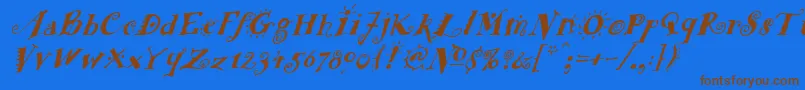 FunstuffxitalicBold Font – Brown Fonts on Blue Background