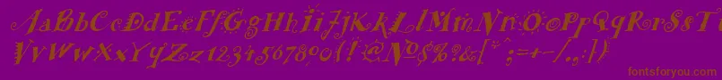 FunstuffxitalicBold-Schriftart – Braune Schriften auf violettem Hintergrund