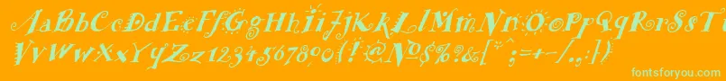 Шрифт FunstuffxitalicBold – зелёные шрифты на оранжевом фоне