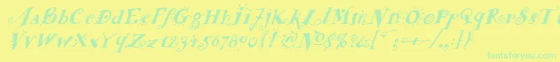 FunstuffxitalicBold Font – Green Fonts on Yellow Background