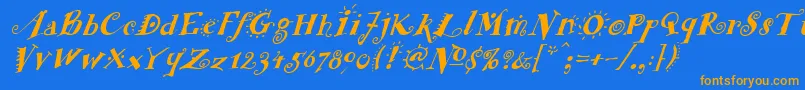 FunstuffxitalicBold Font – Orange Fonts on Blue Background