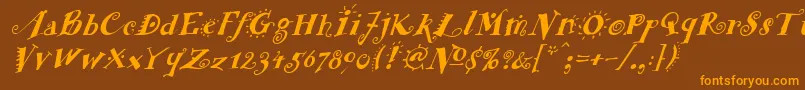 FunstuffxitalicBold-fontti – oranssit fontit ruskealla taustalla