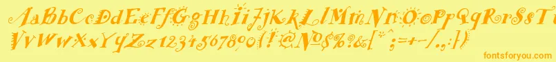 FunstuffxitalicBold Font – Orange Fonts on Yellow Background