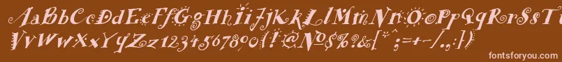 FunstuffxitalicBold Font – Pink Fonts on Brown Background