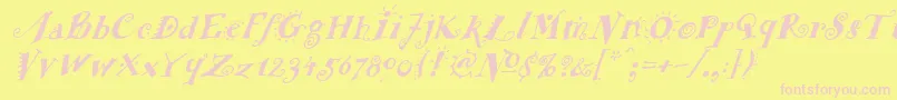 FunstuffxitalicBold-Schriftart – Rosa Schriften auf gelbem Hintergrund