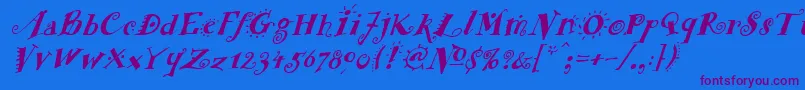 FunstuffxitalicBold-Schriftart – Violette Schriften auf blauem Hintergrund